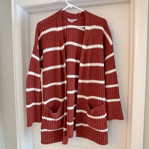 Orange and white stripe open cardigan.  So soft!